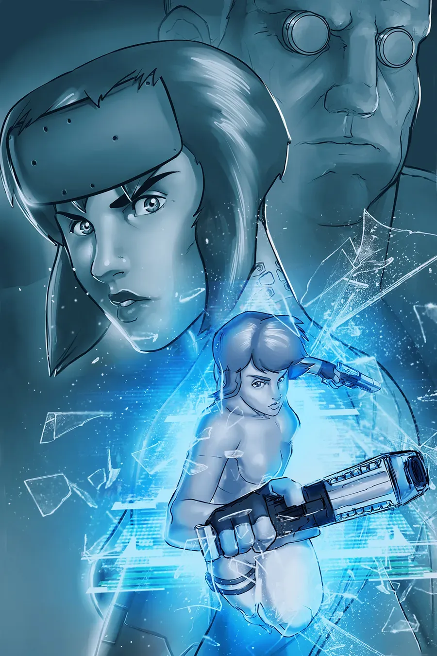 Ruben Orellana: Motoko Kusanagi & Batou. creatyum-ilustraciones-ghost-in-the-shell-03