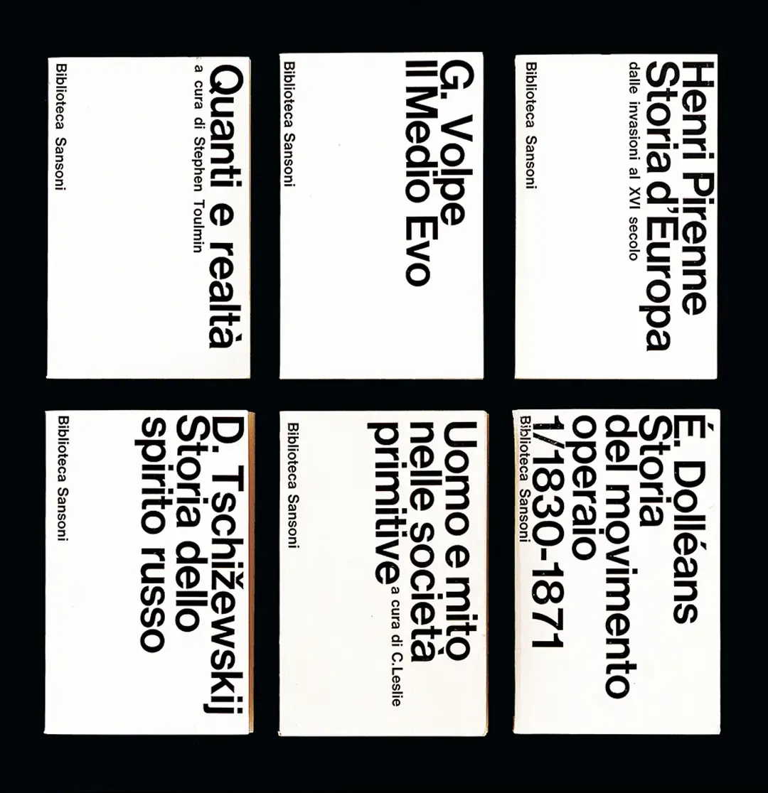Biblioteca Sansoni: Book Series, 1963. Imagen: Designculture. creatyum-media-massimo-vignelli-biblioteca-sansoni-1963